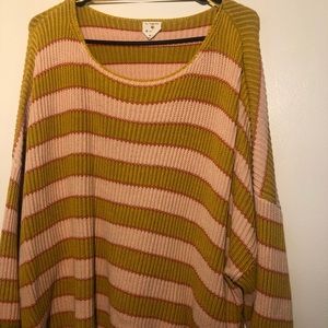 Striped Wide Sleeve Casual Sweater